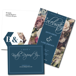 Wedding invite, rsvp card, envelope